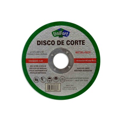 DISCO CORTE METAL/INOX 2T 4.1/2X3/64X7/8 UNIFORT